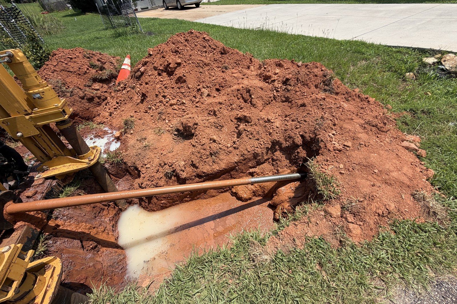 Drilling the bore in red Carolina clay